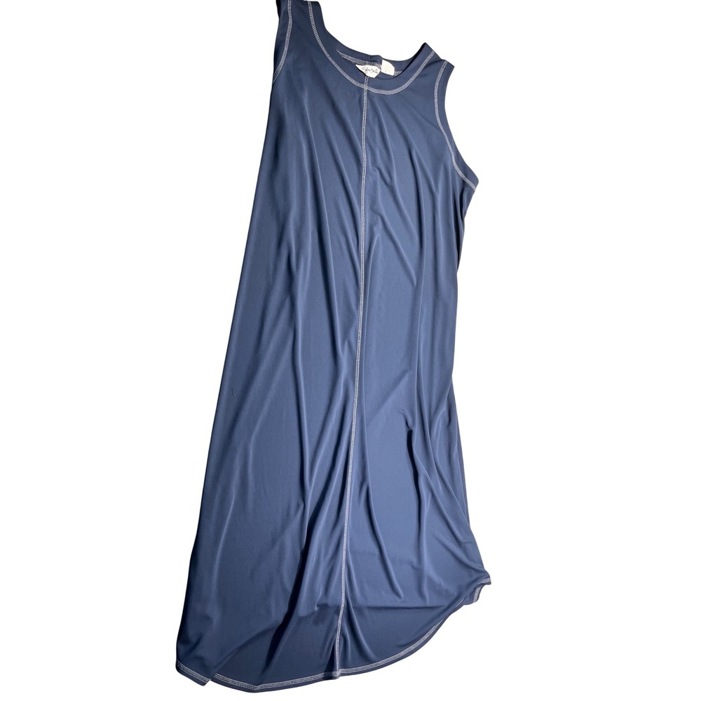 Fern‎ Bratten Plus Size 2X Blue Sleeveless Maxi Dress Contrast Stitch Stretch
